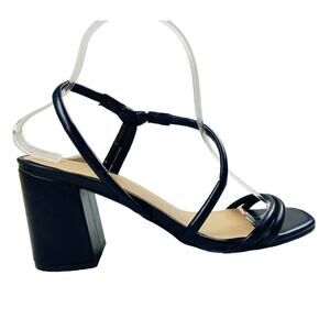 Kaari Blue Womens Block High Heels Square Toe Strappy Black Sandals Size 9.5